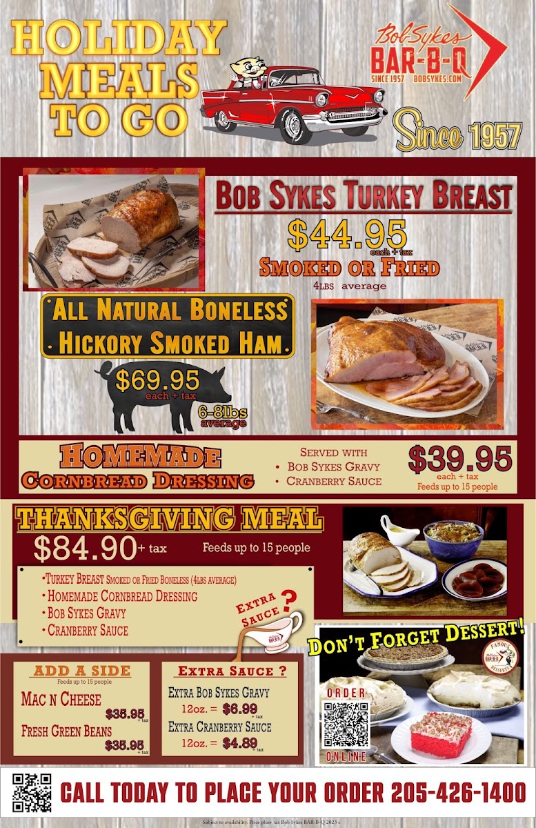 Bob Sykes BAR-B-Q Menu - Image 1